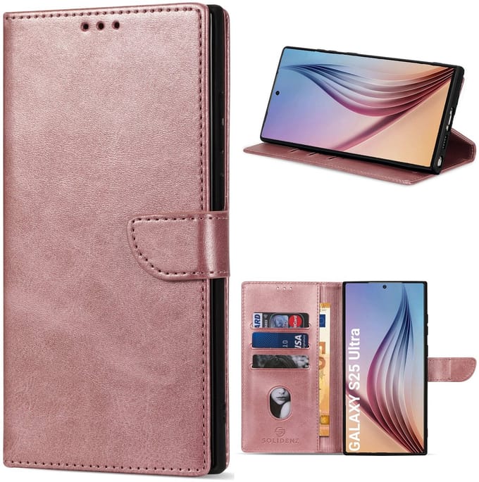 Solidenz hoesje - Geschikt voor Samsung Galaxy S25 Ultra - Bookcase - Roségoud