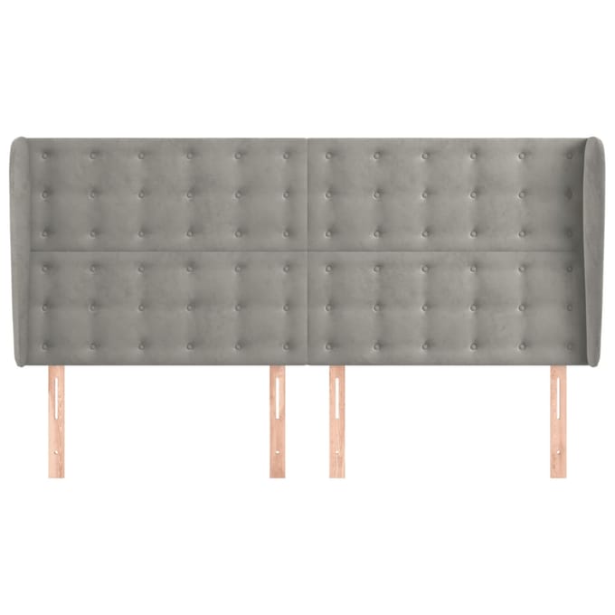vidaXL - Hoofdbord - met - randen - 183x23x118/128 - cm - fluweel - lichtgrijs