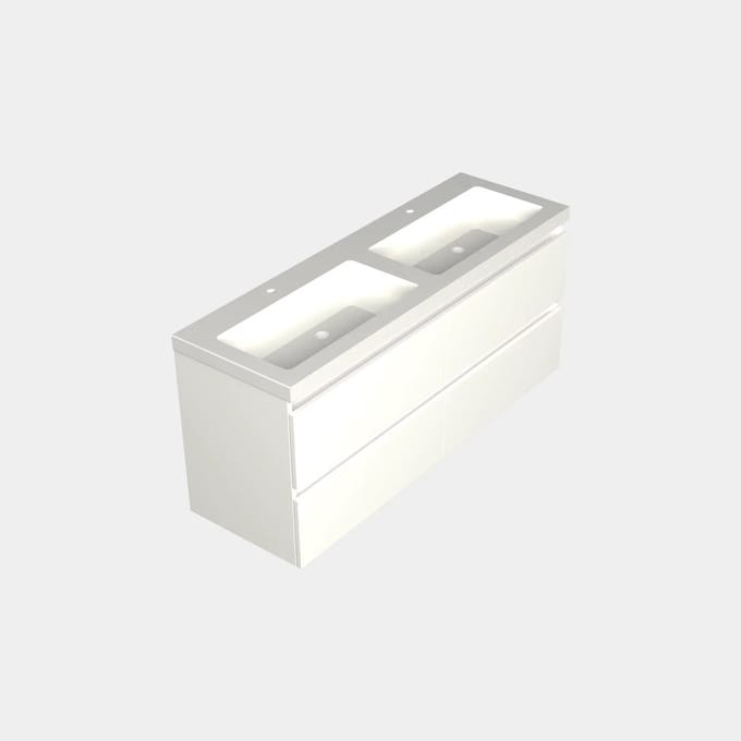 Dutchline Badmeubel Onderkast – Mat Wit – 140x46cm – 4 Lades – 2 Uitsparingen