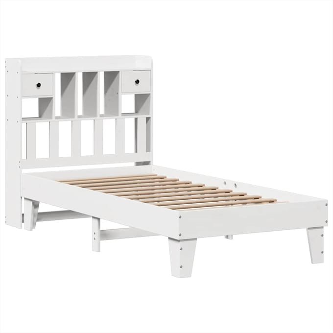 vidaXL - Bedframe - zonder - matras - massief - grenenhout - wit - 90x190 - cm