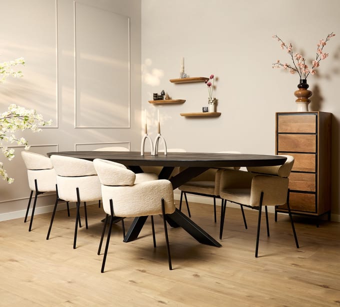 Starfurn - Eettafel Brandy - Zwart - 110x240x76 cm