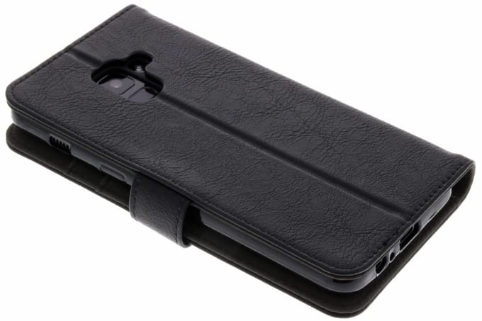 Luxe Lederen Bookcase geschikt voor Samsung Galaxy A8 (2018) - Zwart