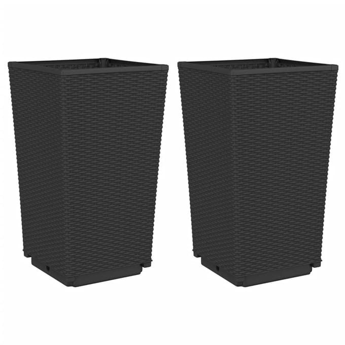 vidaXL - Plantenbakken - 2 - st - 32,5x32,5x57 - cm - polypropeen - zwart