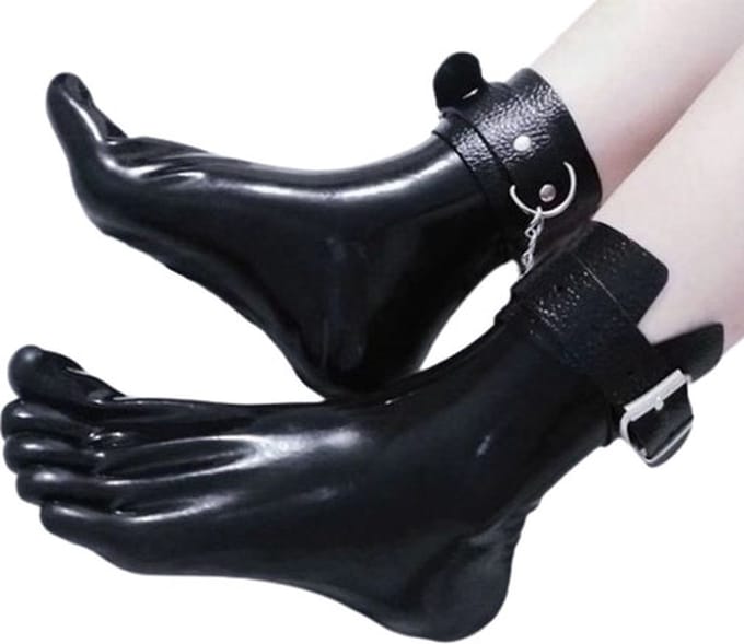 Latex sokken met beenboeien - Vastbinden - BDSM - Zwart - One size