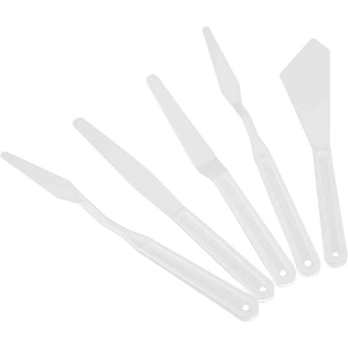 Lot de 6 couteaux à palette en plastique blanc pour peinture et pigments white