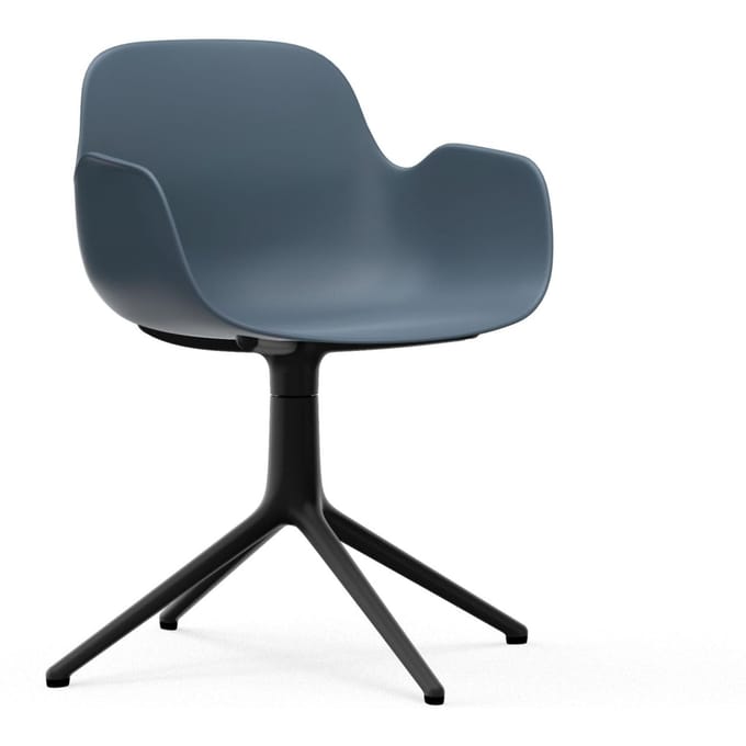 Normann Copenhagen - Form Draaifauteuil - blauw - aluminium zwart