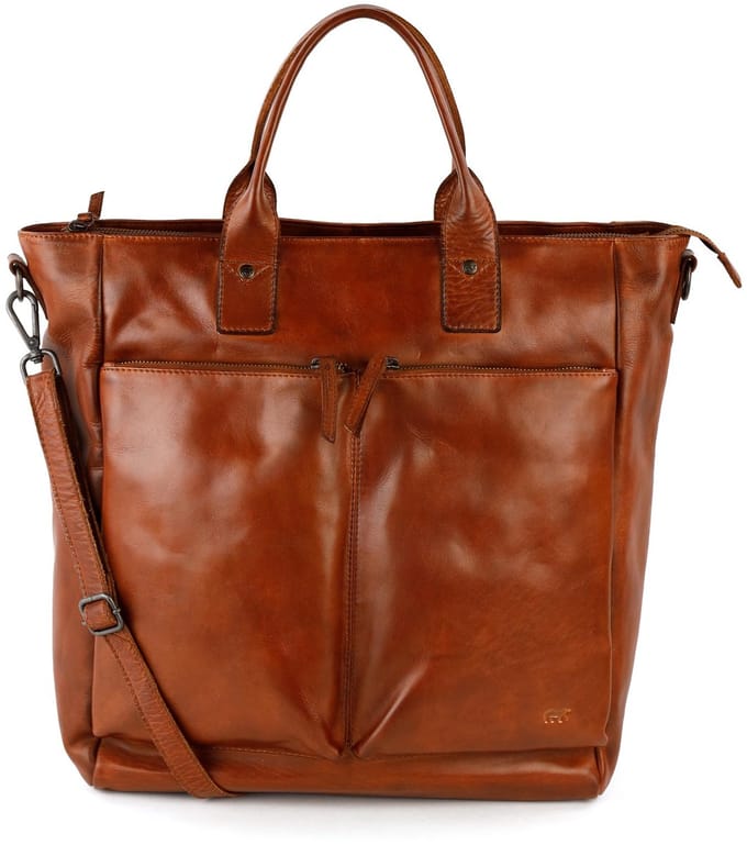 Bear Design Vera Leren Handtas met 14 inch Laptopvak - Cognac