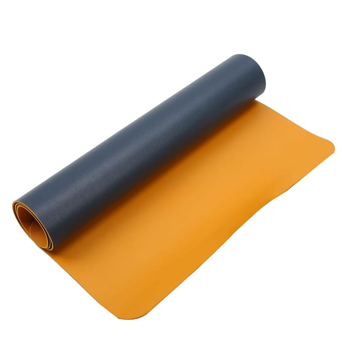 Dubbelzijdige Tafelmat Multifunctioneel Waterdicht Leer Schrijfbureau Muispad(Blauw Geel ) gray
