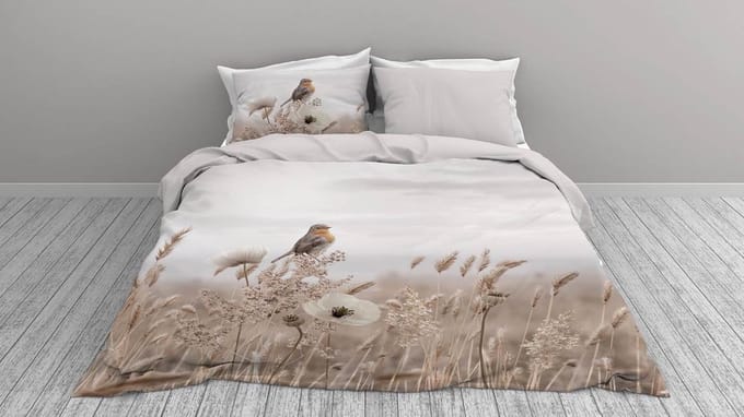 Snoozing White Poppy Dekbedovertrek - Eenpersoons - 140x200/220 cm - Grijs