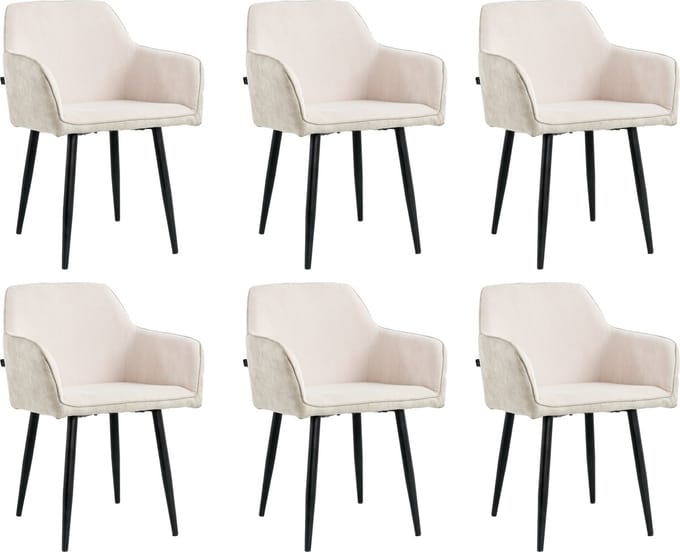 Lina® Tony Eetkamerstoel - Beige - Set van 6 - Ribstof