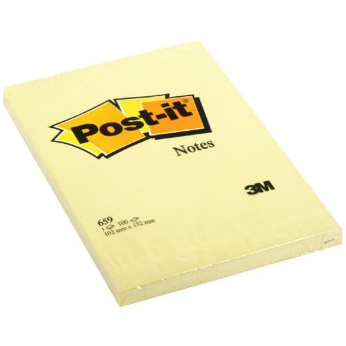 Post-It 659 zelfklevend notitiepapier Rechthoek Geel 100 vel Zelfplakkend