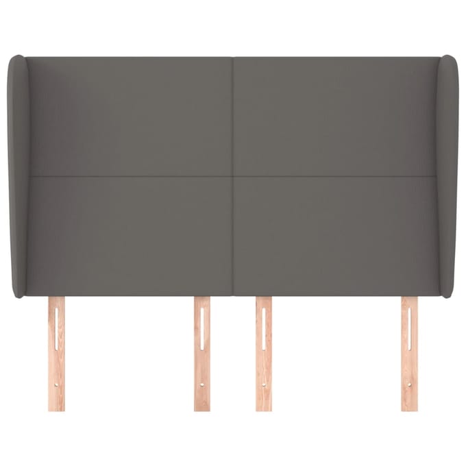 vidaXL Hoofdbord met randen 147x23x118/128 cm kunstleer grijs
