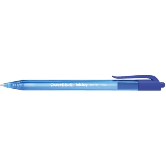 Paper Mate InkJoy 100RT-balpennen met drukknop | Medium punt (1,0 mm) | Blauw | 100 stuks