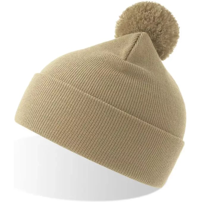 Atlantis Headwear - Wind-S Beanie with Pompom - Beige - One Size