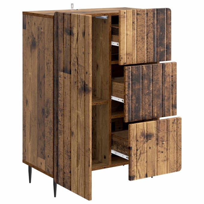 vidaXL - Dressoir - Oud - hout - 66 - x - 34,5 - x - 92 - cm - Bewerkt - hout