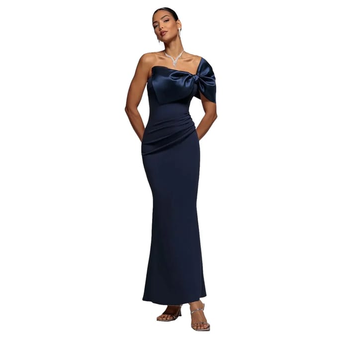 Satin Strapless Bodycon Dress Dames Goddiva Maxi