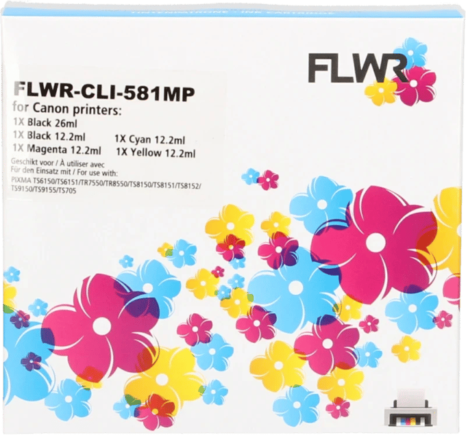 FLWR - Inktcartridge / CLI-581XL / 5-pack Zwart en Kleur - Geschikt voor Canon