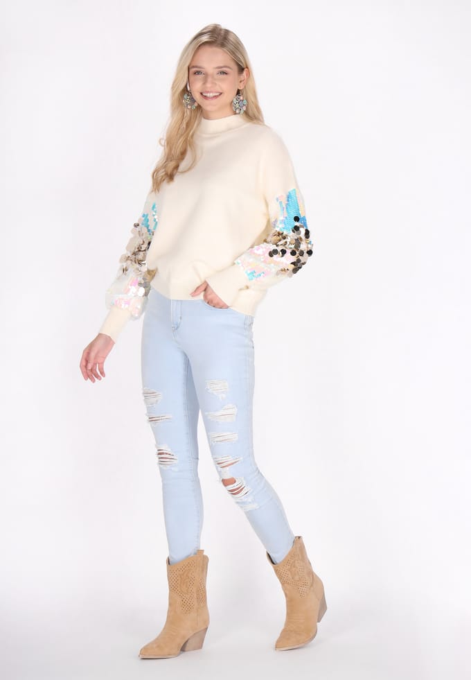 IZIA Jumper Dames wolwit
