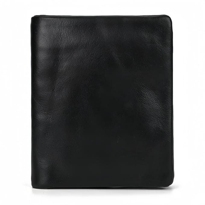 Portemonnee - Echt leer - Premium geolied leer - Meerdere kaartsleuven - 9,5*11,5*2 cm - Zwart - 1 stuk