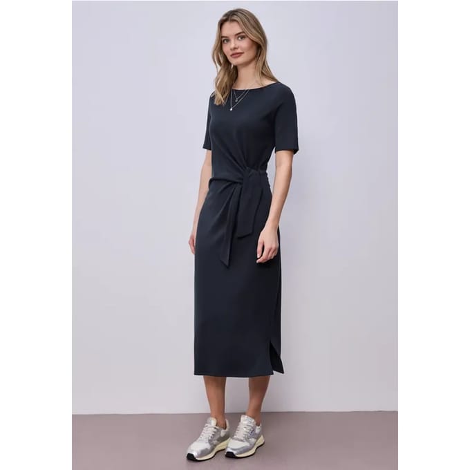 Midi-jurk met knoopdetail