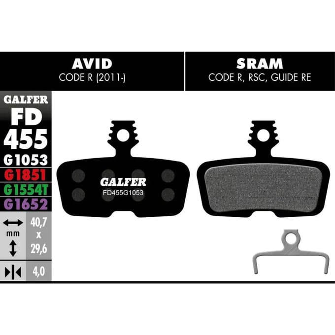 Standaard motorremblok Galfer G1053 Avid Code R 2011 - Guide Re