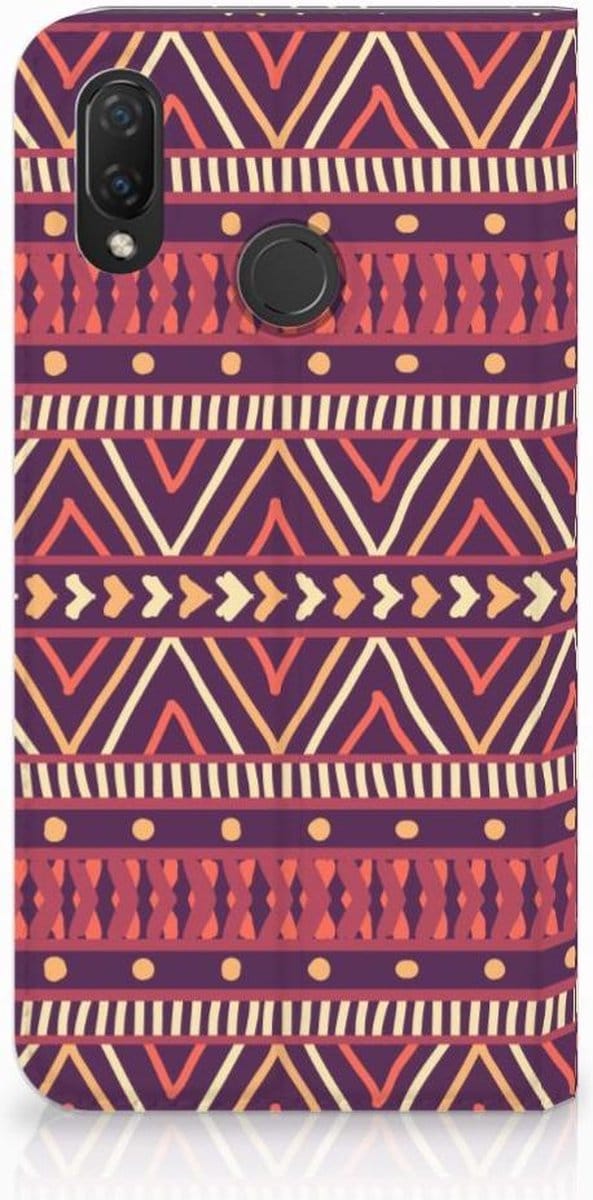 Huawei P Smart Plus Hoesje met Magneet Aztec Paars