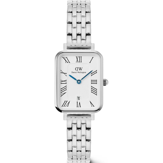 Daniel Wellington Quadro Rn Date Quartz Analoog Horloge Zilverkleurig Kast Gemaakt Van 100% Pvd-Gecoat Roestvrij Staal En Een Armband Van 100% Roestvrij Staal 26 DW00100864