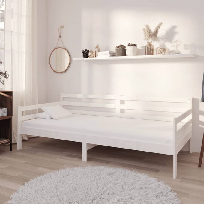 vidaXL - Slaapbank - met - matras - massief - grenenhout - wit - 90x200 - cm