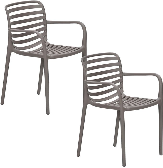Garden Impressions Mees tuinstoel taupe - 2 stuks