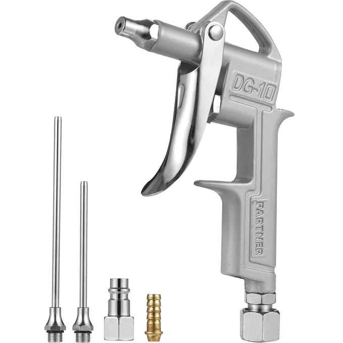 Mini Luchtblaaspistool Pneumatisch Stofblaaspistool Luchtspuitpistool Stofreiniging Luchtblazer met 2 zilver