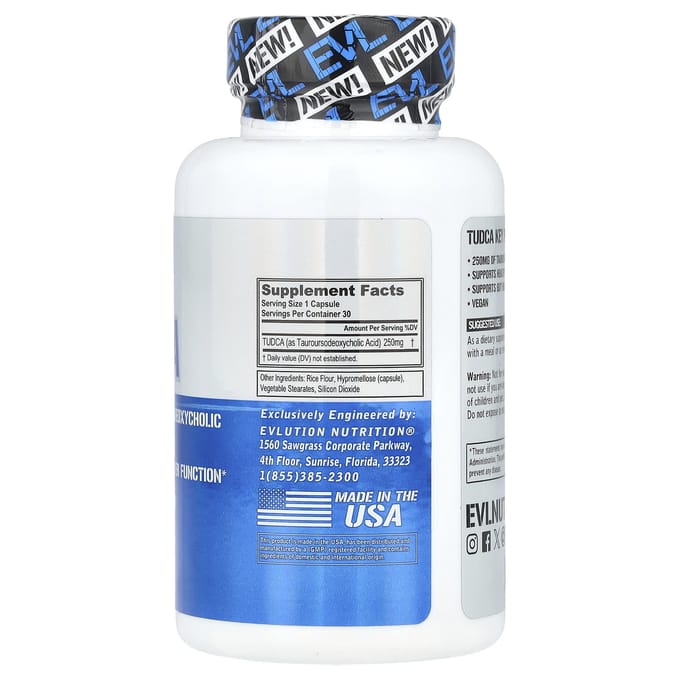 EVLution Nutrition, TDUCA, 250 mg, 30 Plantaardige Capsules