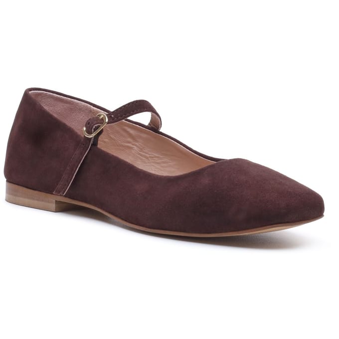 Hush Puppies Pasha Suède Dames Chocolade Ballerina's