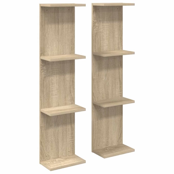 vidaXL - Wandplank - 2 - st - Sonoma - Eiken - 25 - x - 15 - x - 100 - cm