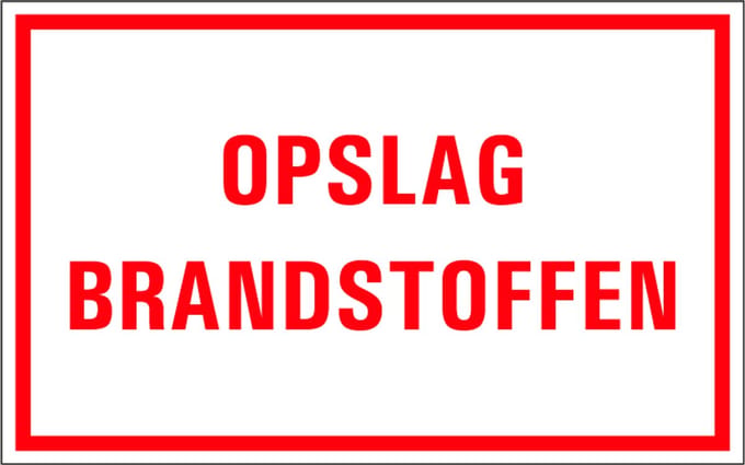 Opslag brandstoffen tekststicker 320 x 200 mm