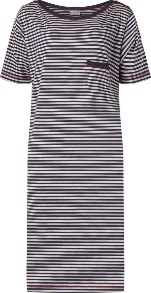 Lunatex - dames nachthemd 224150 met boothals - navy - maat XXL