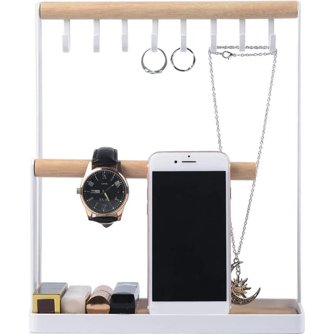 Houten Sieradenstandaard Multifunctionele Sieradenorganizer Sieradendisplaystandaard white