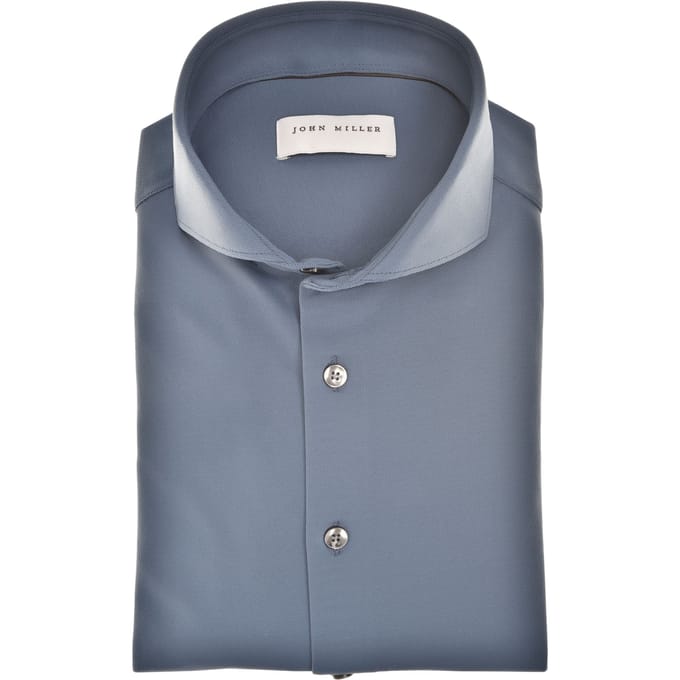 John Miller Overhemd Slim Fit  Donkerblauw 5142675