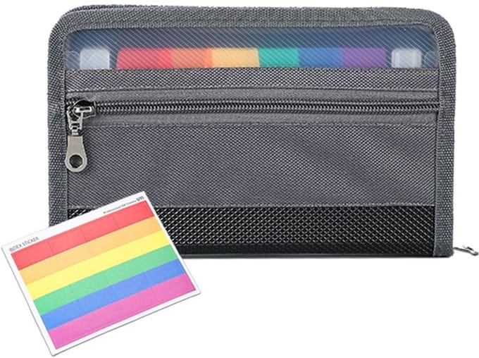 Dailygoods- Documentenmap Ultralicht - Organizer met Ritssluiting - 13 Vakken - Waterdicht - Duurzaam - 20,5 x 12 cm - Documentenorganizer