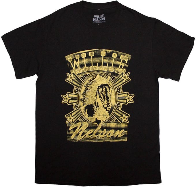 Willie Nelson - Horse Heren T-shirt - S - Zwart