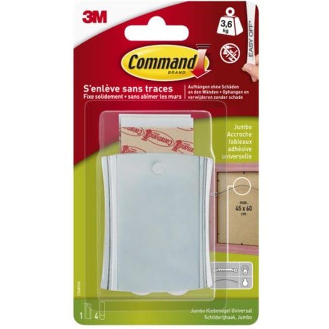 Command™ Schilderijhaak Metaal, 17048C, ophanging met draad, 1 haak + 6 Strips, 3,6kg