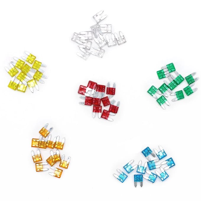 60 stuks Mini Steekzekeringen Auto Auto Vrachtwagen Assortiment Zekering Kit 5A 10A 15A 20A 25A 30A white