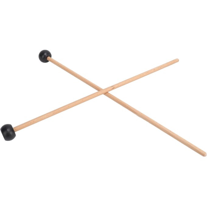 2PCS Glockenspiel Mallet Rubber en Massief Hout 16,5 Inch Lange Tong Drum Mallet beige