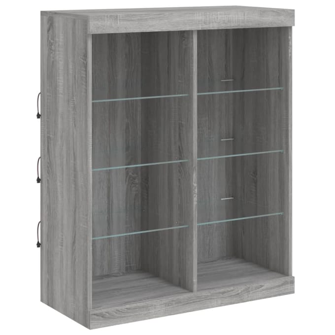 vidaXL - Dressoir - met - LED-verlichting - 81x37x100 - cm - grijs - sonoma - eiken