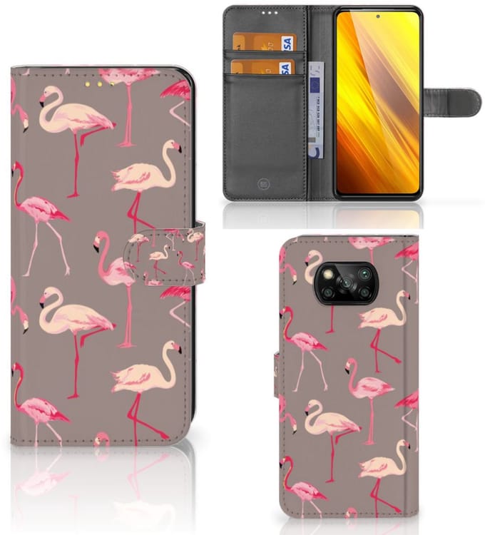 Xiaomi Poco X3 | Poco X3 Pro Telefoonhoesje met Pasjes Flamingo