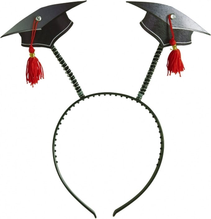 Widmann Afstudeer/geslaagd hoedjes op diadeem - zwart - diploma gehaald