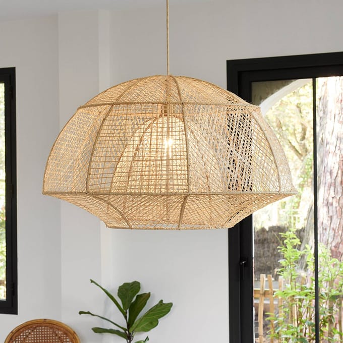 MARKET SET Odyssée hanglamp, palmvezel, Ø 78 cm