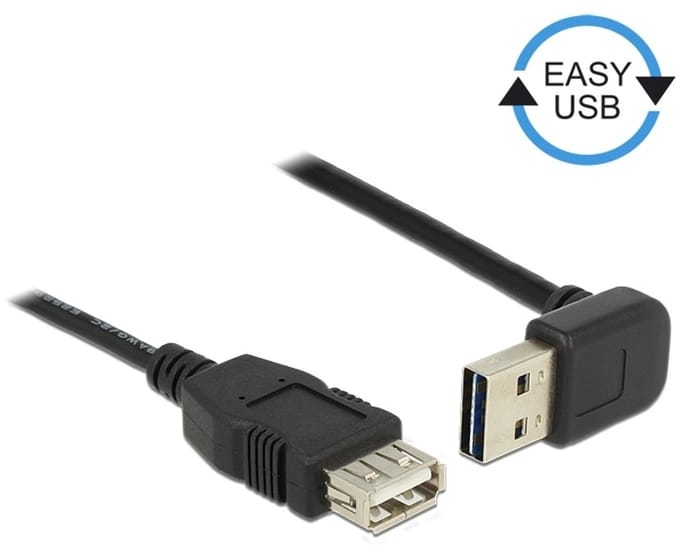 Easy-USB2.0 verlengkabel USB-A haaks boven/beneden - 2 meter