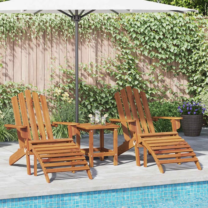 vidaXL - Tuinstoelen - Adirondack - 2 - st - met - voetensteunen - acaciahout