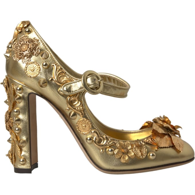 Gouden Mary Jane Pumps Hoge Hakkenstijl