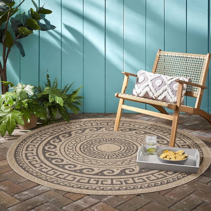 SUMMIT INDOOR & OUTDOOR BEIGE / ZWART ROND VLOERKLEED